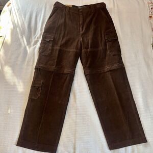 New Navy Army Convertible Brown Corduroy Cargo Pants Men's 38X32